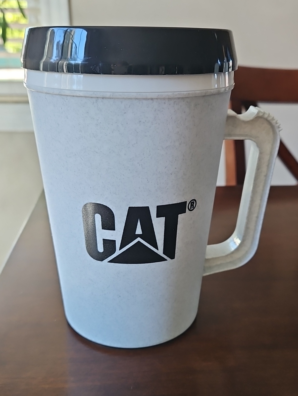 CAT Insulated Travel Mug in White and Black